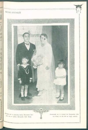 Notas sociales : [Retrato de boda del] Enlace de la señorita Sofía Maercedes García con el señor Bernardo Rial Seijo.