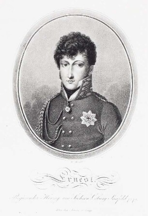 Ernst I., Herzog von Sachsen-Coburg-Gotha : Heinrich Mansfeld: Ernst I., Anton Karl Ludwig, Herzog von Sachsen-Coburg-Gotha (1784-1844). Steindruck; 265 x 205 mm. Kupferstich-Kabinett
