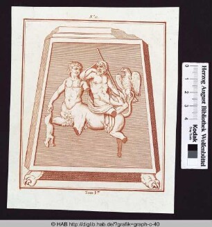 Antike Tafel mit einem Zentaur, einem Gott und einem Adler