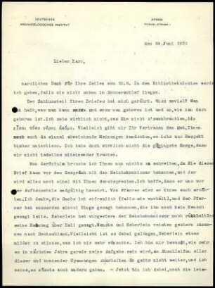 W. Wrede an G. Karo