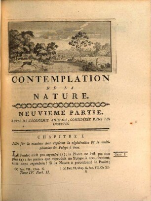 Oeuvres D'Histoire Naturelle Et De Philosophie De Charles Bonnet, De l'Académie Impériale Léopoldine &t de celle de St. Pétersbourg ..., 4,2. Contemplation De La Nature, Part. IX - XII
