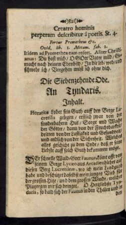 Die Siebenzehende Ode. An Tyndaris