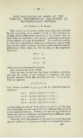 New solutions of some of the partial differential equations of mathematical physics.