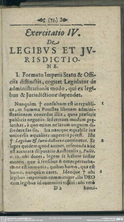 Exercitatio IV. De Legibus Et Iurisdictione