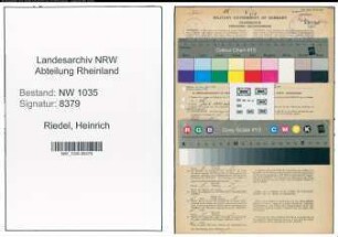 Entnazifizierung Heinrich Riedel , geb. 28.01.1890 (Markenkontrolleur)