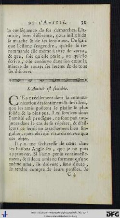 L’Amitié est sociable.