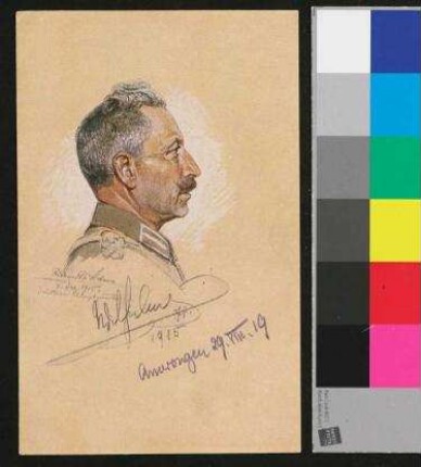 Postkarte mit Kaiser Wilhelm und dessen Unterschrift, 7. Dez. 1915