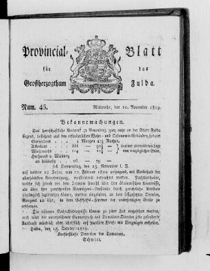 Num. 45, Ausgabe vom 10. November 1819 [Seite 590 fehlt]