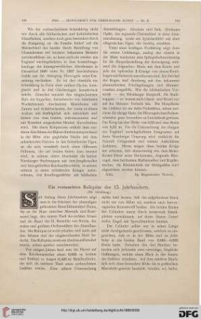 Ein restaurirtes Reliquiar des 15. Jahrhunderts
