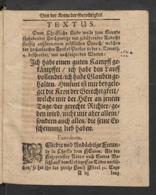 Textus. (Apostel Paulus in er 2. Timoth. 4.)