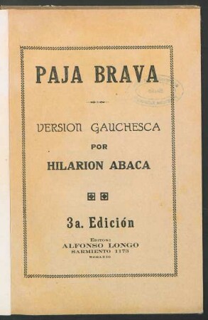 Paja Brava : versión gauchesca