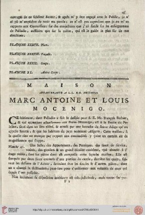 Maison appartenante à L.L.E.E. Messieurs Marc Antoine e Louis Mocenigo