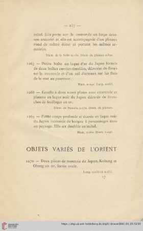 Objets Variés de l'Orient (Nr. 1270 - 1282)