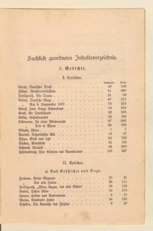 Sachlich geordnetes Inhaltsverzeichnis