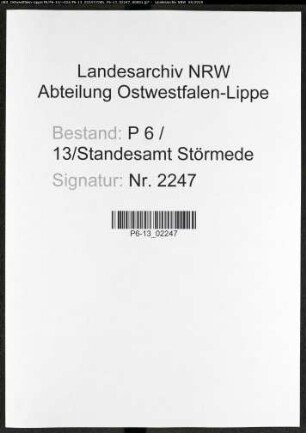 Sterberegister Standesamt Störmede