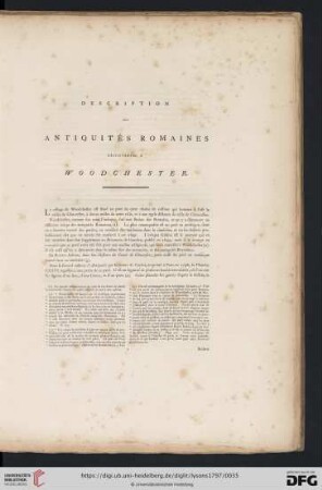 Description des Antiquités Romaines Découvertes à Woodchester