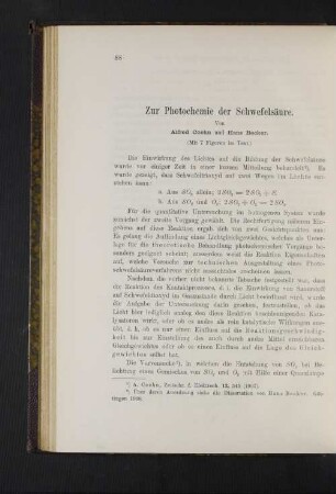 Zur Photochemie der Schwefelsäure.