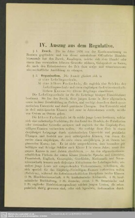 IV. Auszug aus dem Regulative