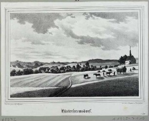 Ortsansicht von Hinterhermsdorf in der Sächsischen Schweiz, aus Sachsens Kirchen-Galerie von Hermann Schmidt Bd. 4 1840