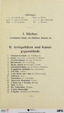 II. Antiquitäten und Kunstgegenstände (Nr. 1-600)