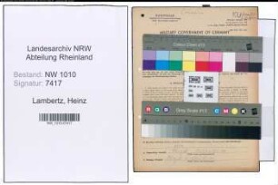 Entnazifizierung Heinz Lambertz , geb. 09.05.1909 (Kaufm.Angestellter)
