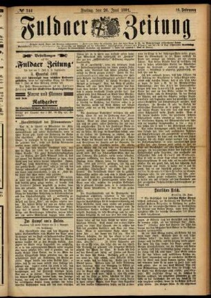 Ausgabe vom Freitag, den 26. Juni 1891.