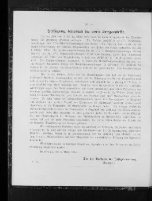 Verfügung, betreffend die vierte Kriegsanleihe