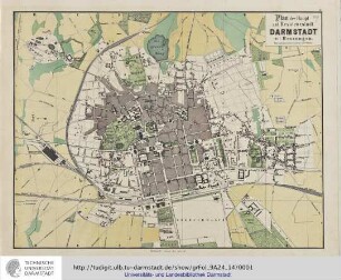 Plan der Haupt- und Residenzstadt Darmstadt mit Bessungen / nach amtlichen Quellen bearb. von F. Heberer
