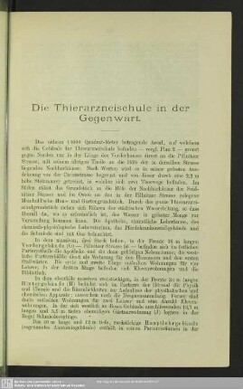 Die Thierarzneischule in der Gegenwart