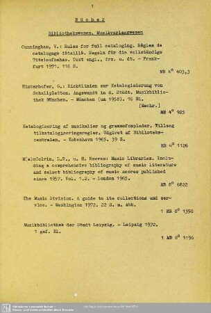 Bibliothekswesen, Musikverlagswesen