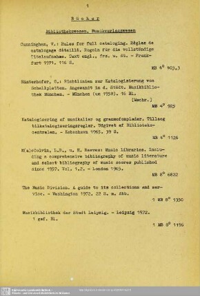 Bibliothekswesen, Musikverlagswesen