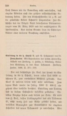 328-335 [Rezension] Kaulen, Franz, Einleitung in die Heilige Schrift Alten und Neuen Testaments