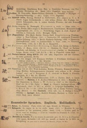 Romanische Sprachen. Englisch. Holländisch.