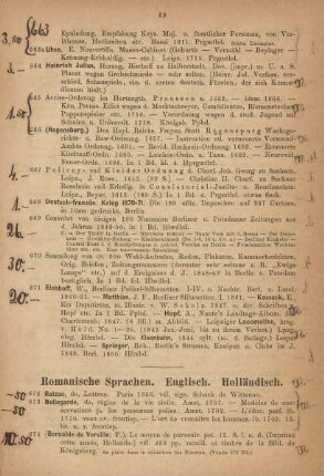 Romanische Sprachen. Englisch. Holländisch.