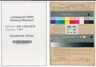 Entnazifizierung Robert Kowalschek , geb. 30.10.1899 (Bergmann)