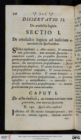 Sectio I: De artefactis logicis ad iudicium enunciativum spectantibus