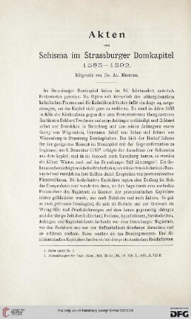 2.Ser. 19.1899: Akten zum Schisma im Strassburger Domkapitel 1583-1592