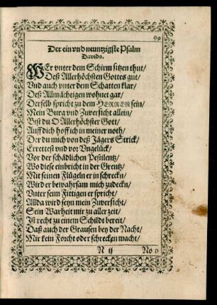 Der ein und neuntzigste Psalm Davids.