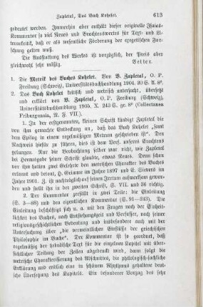 613-614 [Rezension] Zapletal, Vincenz, Die Metrik des Buches Ḳohelet
