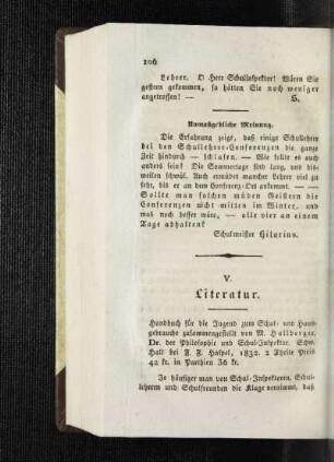Unmaßgebliche Meinung : [Mannigfaltiges]