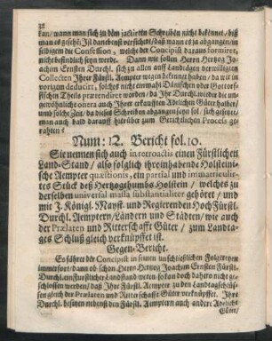 Num: 12. Bericht fol. 10.