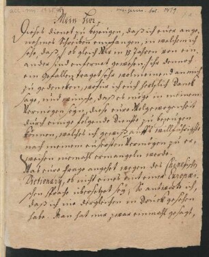 Briefe und Briefabschriften aus dem Nachlass Dr. Christian Mentzels, Leibarzt Kurfürst Friedrich Wilhelms