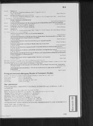 Postgraduiertenstudiengang Master of European Studies