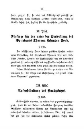 XIII. Titel. Aufrechthaltung des Hausgesetzes.