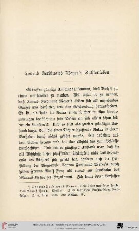 Conrad Ferdinand Meyer's Dichterleben