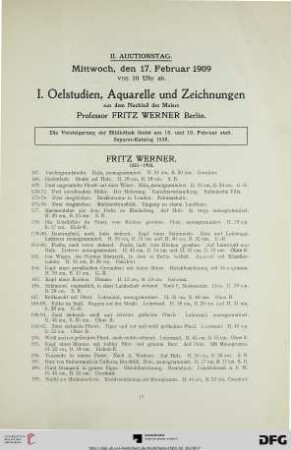 II. Auctionstag Mittwoch, den 17. Februar 1909 von 10 Uhr ab (Nr. 167-331)