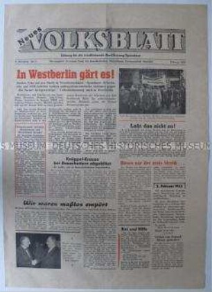 Wochenzeitung der Nationalen Front Berlin-Spandau "Neues Volksblatt"
