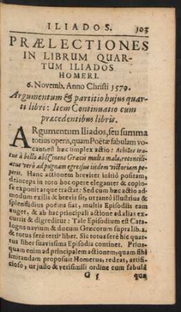 Praelectiones In Librum Quartum Iliados Homeri.