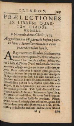 Praelectiones In Librum Quartum Iliados Homeri.