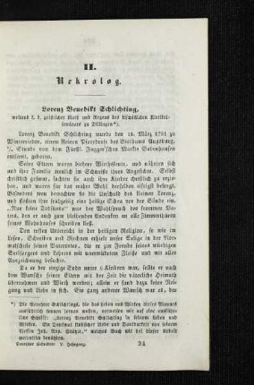 Lorenz Benedikt Schlichting : weiland k. b. geistlicher Rath und Regens des bischöflichen Klerikalseminars zu Dillingen ; [Nekrolog]